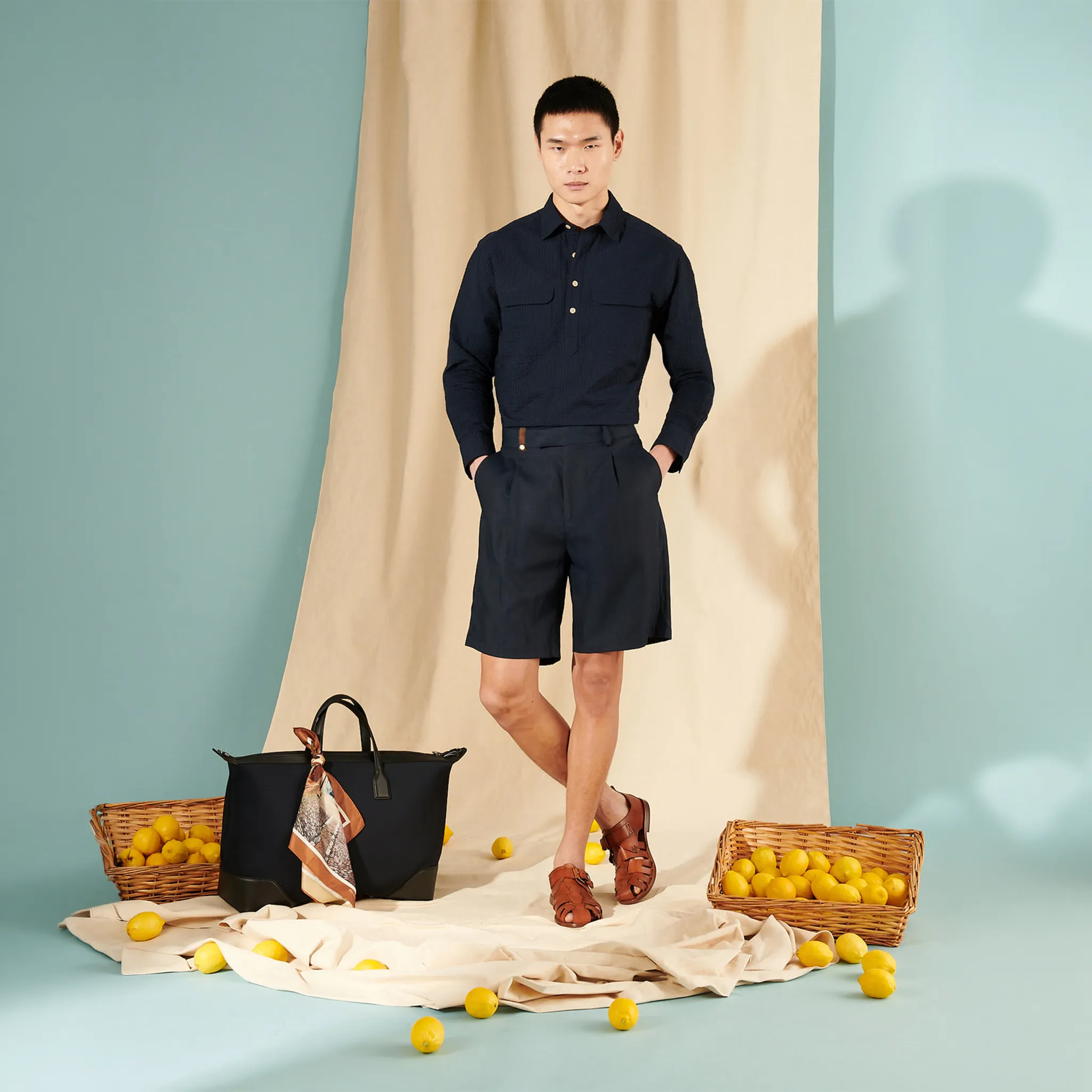 Peckham Rye Linen Blend Dark Sapphire Navy Tailored Shorts